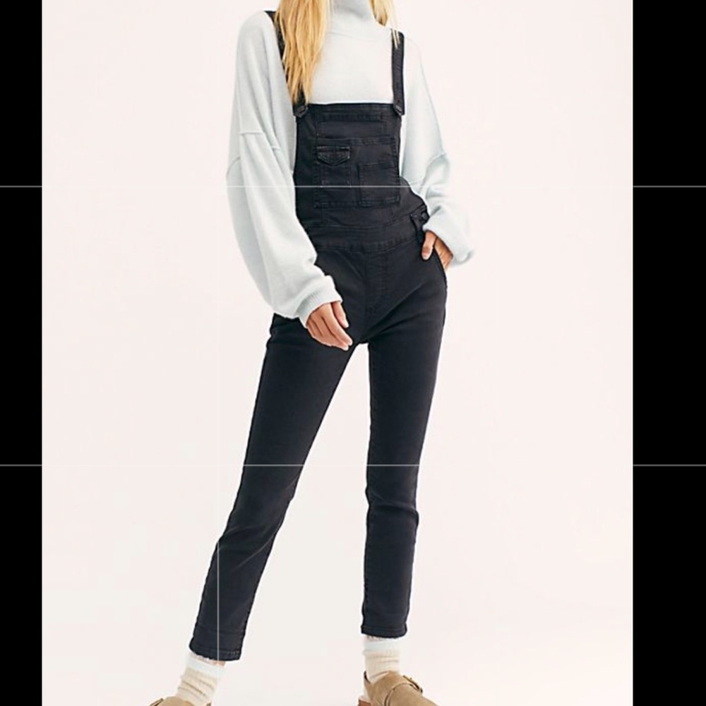 Black denim free people overalls! NWT!!